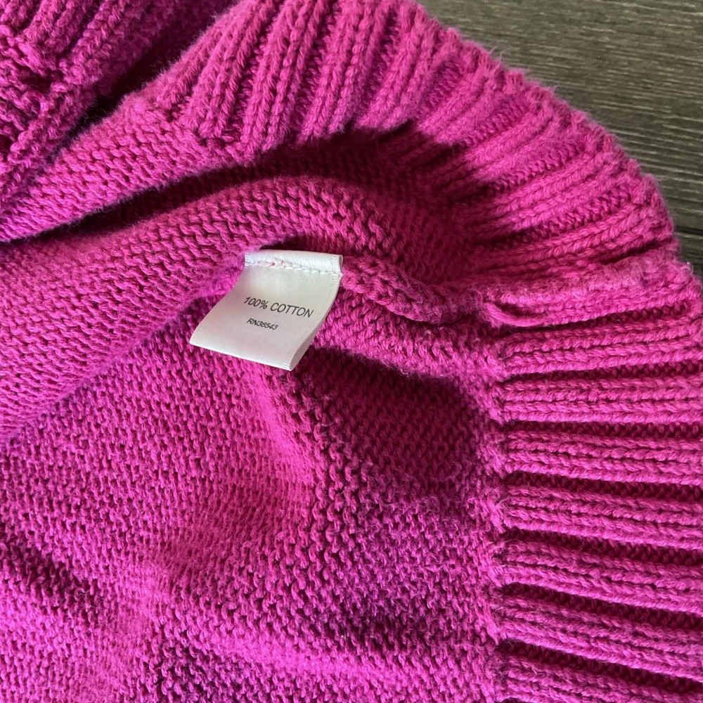 Van Heusen For Her Fuchsia Pink Cable Knit Cardigan Sweater XL Cotton - Picture 9 of 10